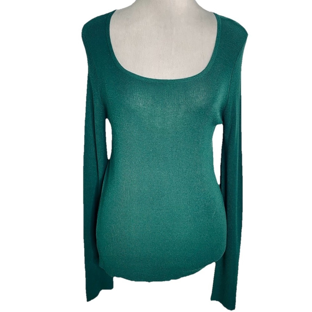 MARELLA RIBBED DARK HUNTER GREEN LONG‎ SLEEVED PULLOVER SWEATER SIZE Large